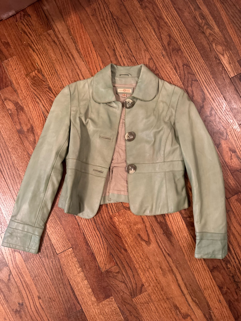 Vintage Wilsons Leather Women's Light Green Button-Front Leather Jacket
